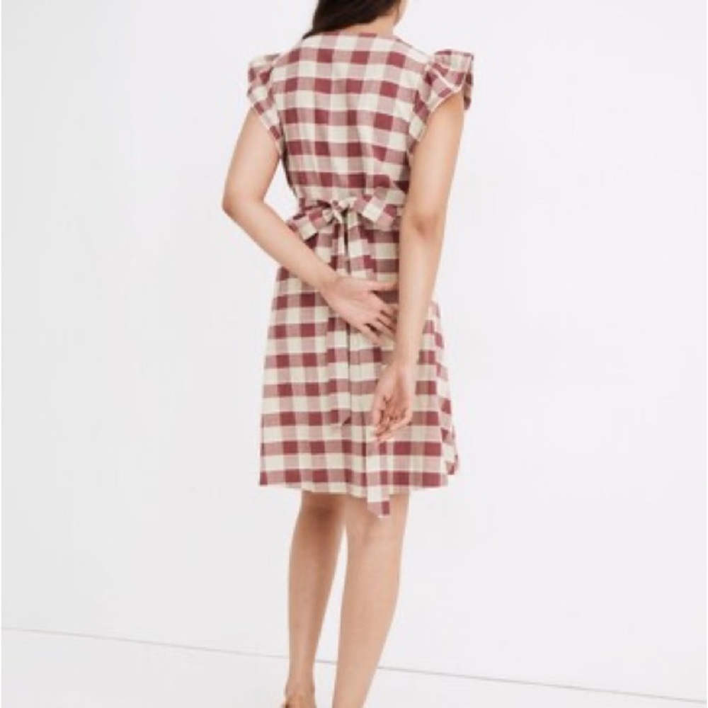 Madewell Gingham Ruffled Wrap Mini Dress Checkered Autumn Women XXL NWT - Picture 2 of 8